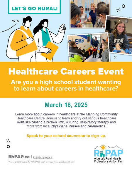 Jpeg image of healthcare career day including information on how to sign up